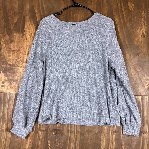 Tropik Womens Sweater Charcoal Ribbed Boat Neck Long Sleeve Knit Stretch Large - Picture 10 of 12